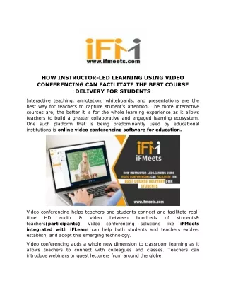 how instructor led learning using video