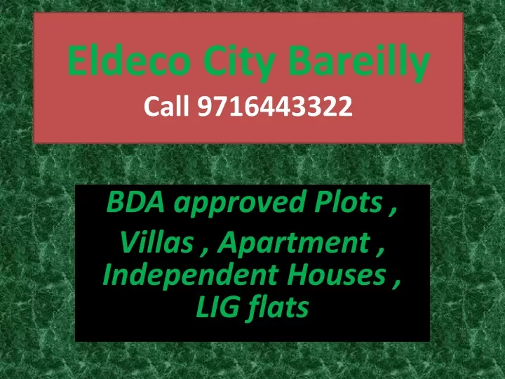 eldeco city bareilly call 9716443322