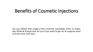 Benefits of Cosmetic Injections