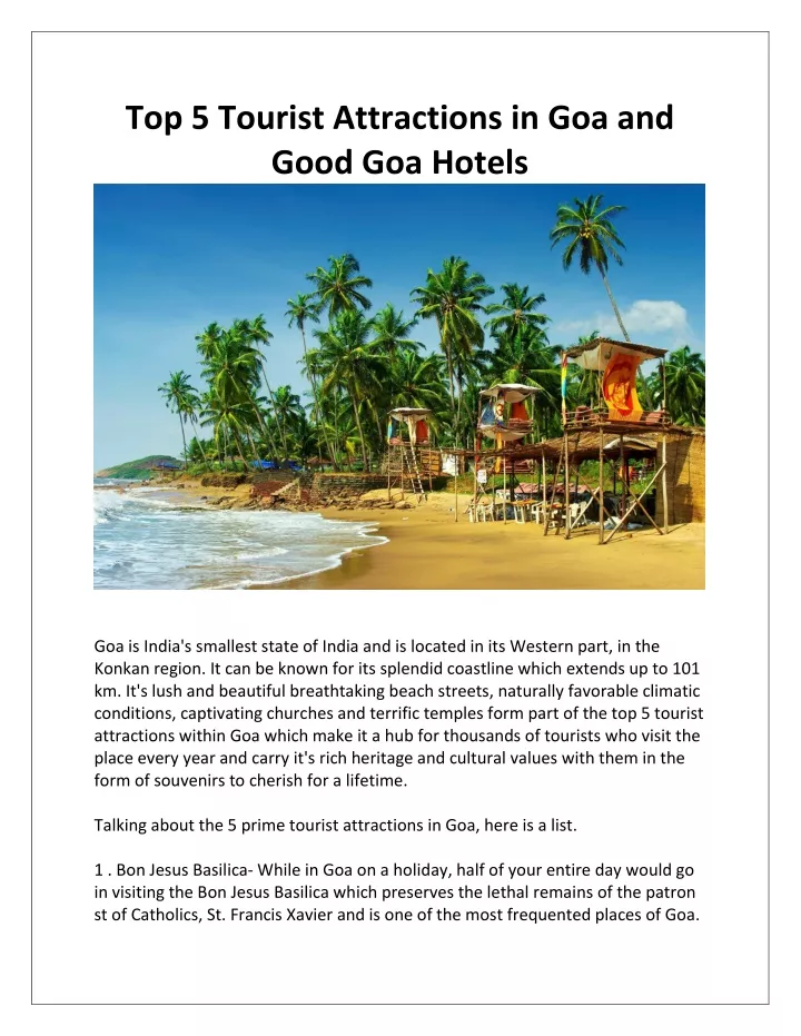 top 5 tourist attractions in goa and good