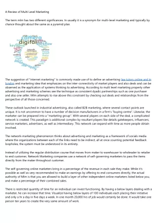 a review of multi level marketing