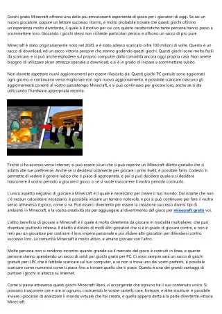 giochi gratis minecraft offrono una delle
