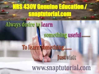 NRS 430V Genuine Education / snaptutorial.com