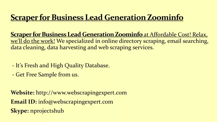 scraper for business lead generation zoominfo