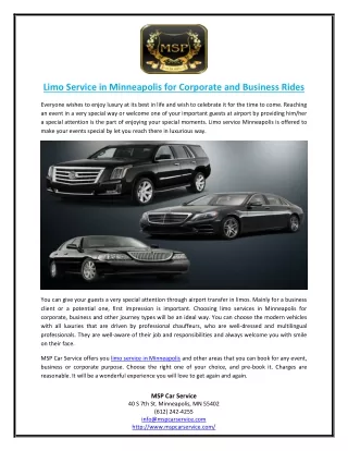 Limo Service in Minneapolis for Corporate and Business Rides