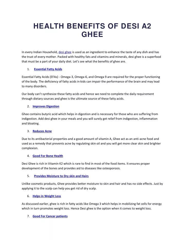 health benefits of desi a2 ghee