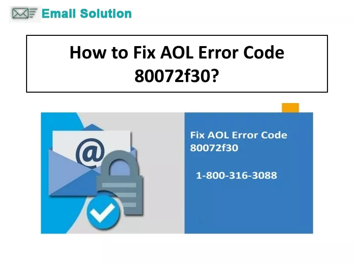 how to fix aol error code 80072f30