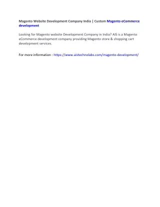 magento website development company india custom