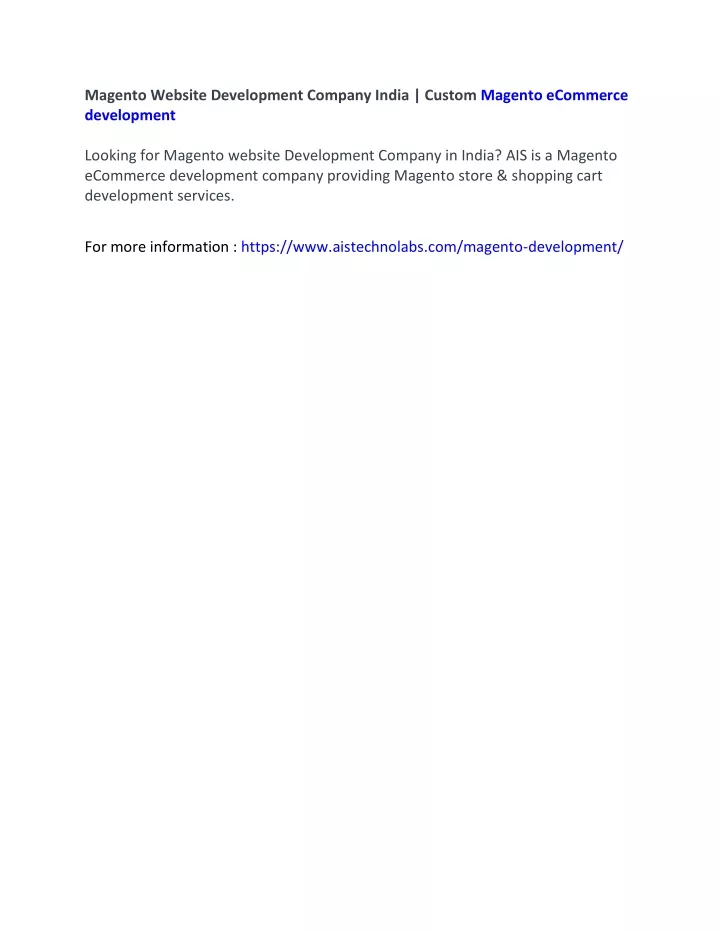 magento website development company india custom