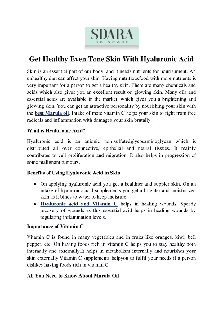 get healthy even tone skin with hyaluronic acid