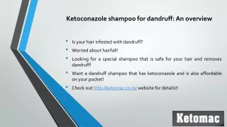 ketoconazole shampoo for dandruff an overview