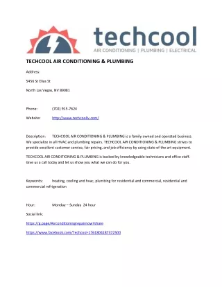 TECHCOOL AIR CONDITIONING & PLUMBING