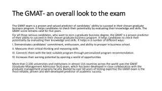 The GMAT-  an overall look to the exam