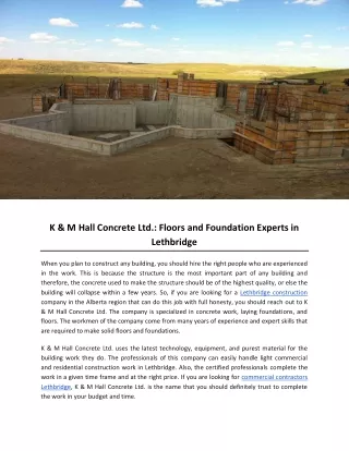 k m hall concrete ltd floors and foundation