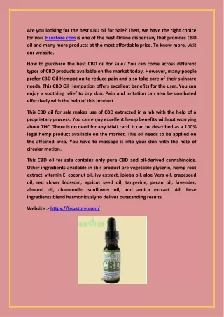 Best CBD Oil for Sale - Hsustore