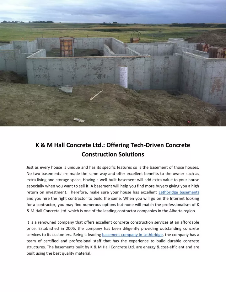 k m hall concrete ltd offering tech driven