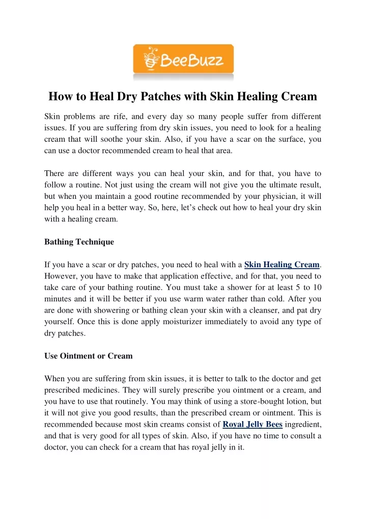 how to heal dry patches with skin healing cream