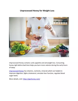 unprocessed honey for weight loss