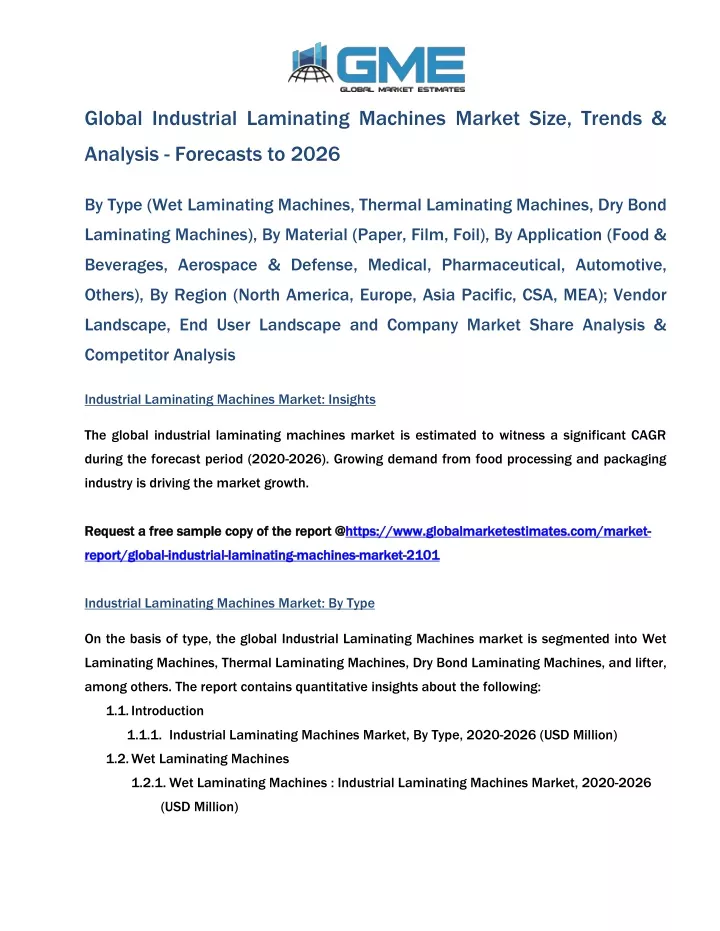 global industrial laminating machines market size