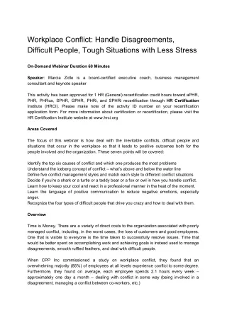 Workplace Conflict: Handle Disagreements, Difficult People, Tough Situations with Less Stress