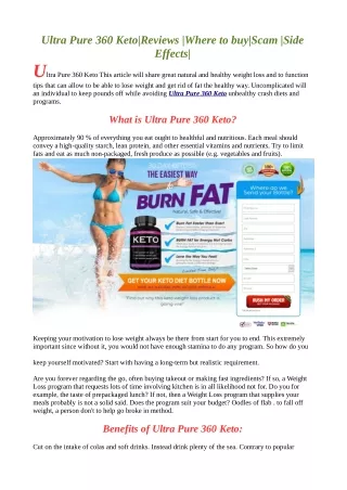 Ultra Pure 360 Keto Reviews "Where to Buy" Benefits & Side Effects (Website)!