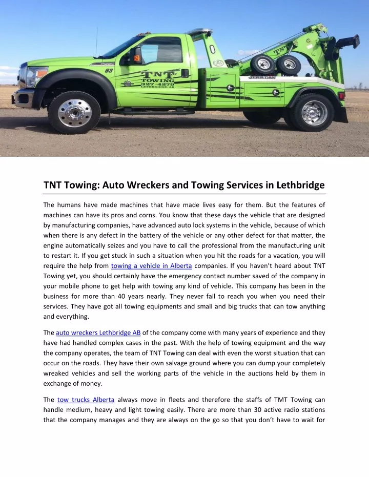 tnt towing auto wreckers and towing services