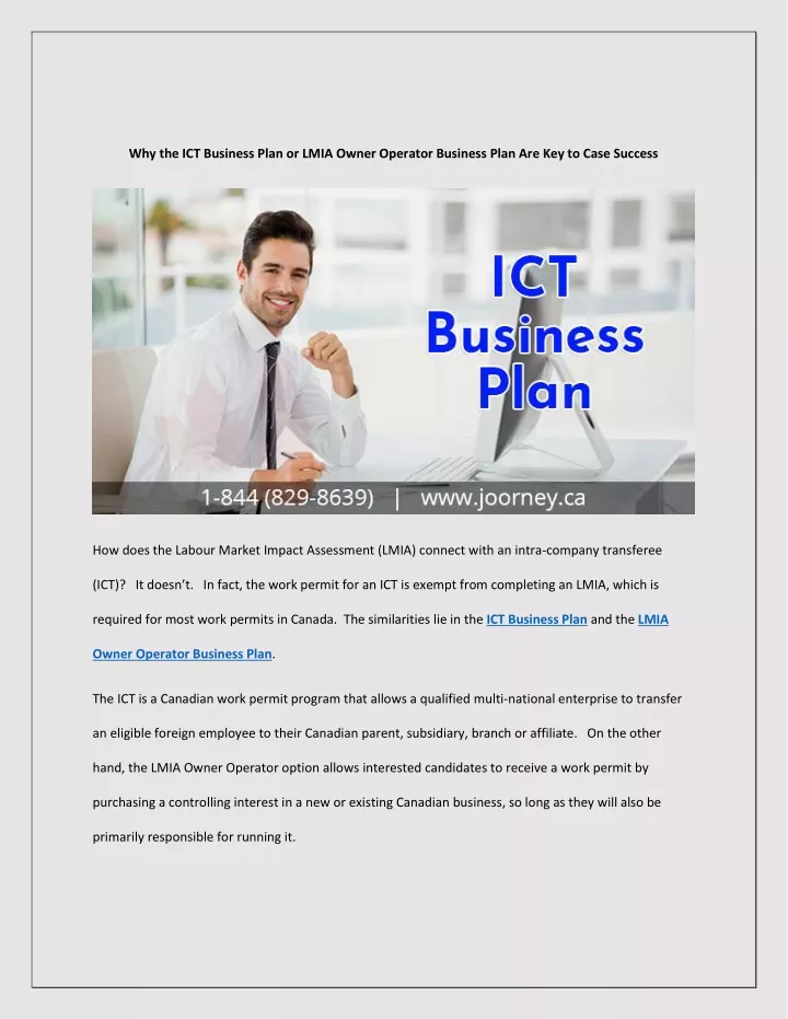 why the ict business plan or lmia owner operator