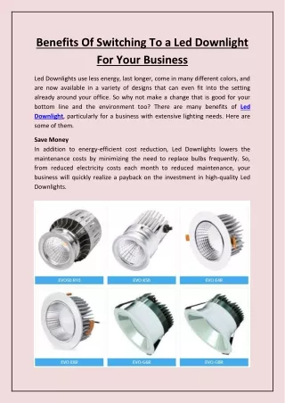 Benefits Of Switching To a Led Downlight For Your Business