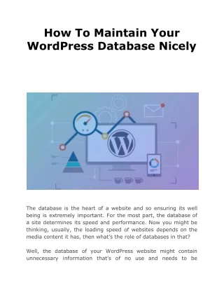 how to maintain your wordpress database nicely