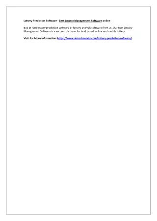 lottery prediction software best lottery