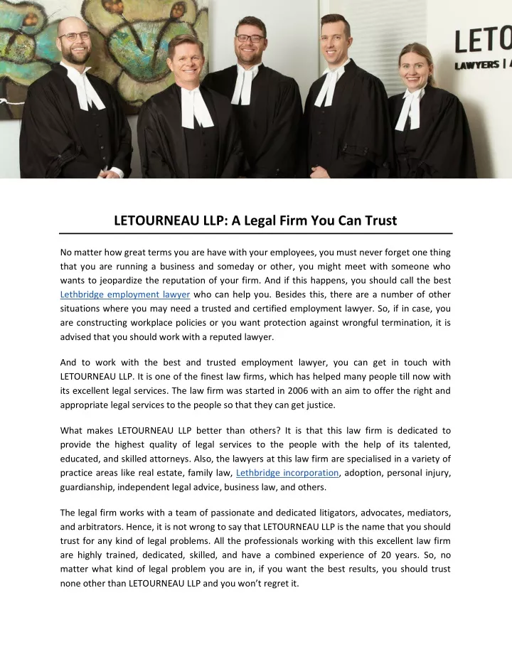 letourneau llp a legal firm you can trust