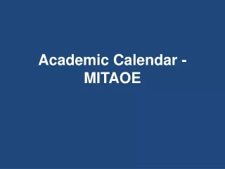 Academic Calendar - MITAOE