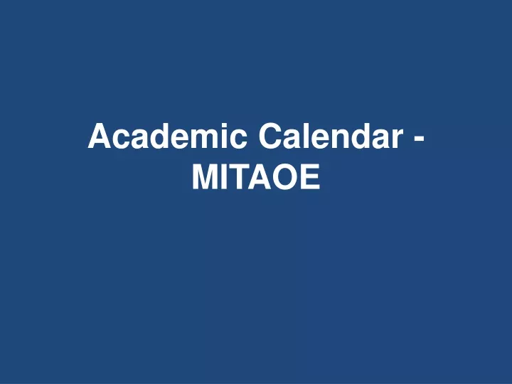 academic calendar mitaoe