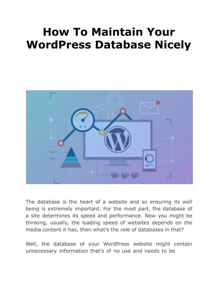 how to maintain your wordpress database nicely