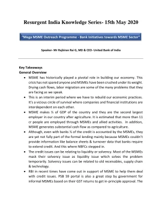 resurgent india knowledge series 15th may 2020