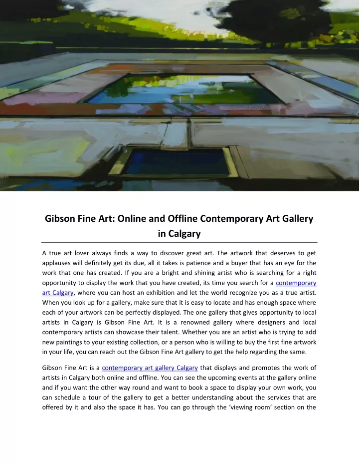 gibson fine art online and offline contemporary