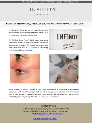 BEST SKIN RESURFACING, FRECKLE REMOVAL AND FACIAL REDNESS TREATMENT
