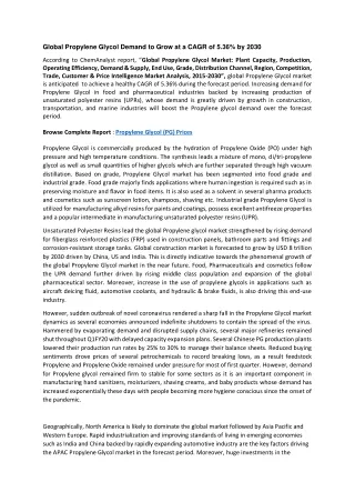 global propylene glycol demand to grow at a cagr