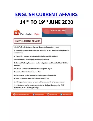english current affairs 14 th to 19 th june 2020