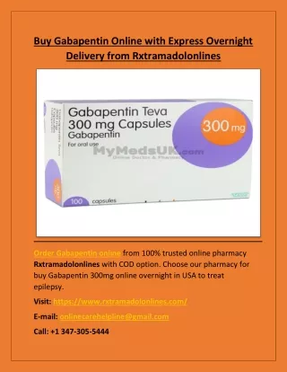 Buy Gabapentin Online with Express Overnight Delivery from Rxtramadolonlines