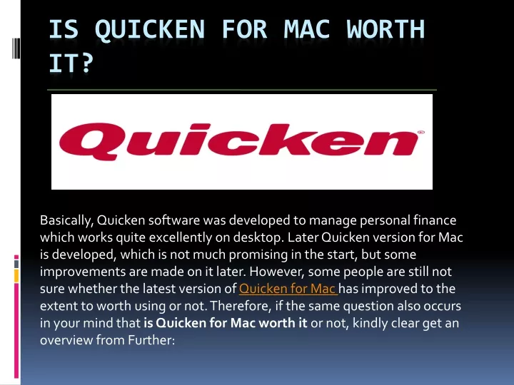is quicken for mac worth it