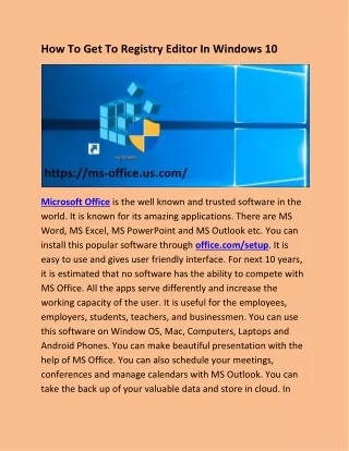 how to get to registry editor in windows 10