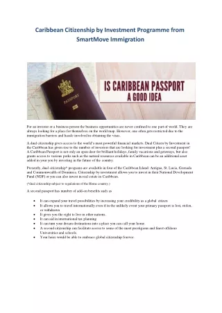 Caribbean Citizenship by Investment Programme from SmartMove Immigration