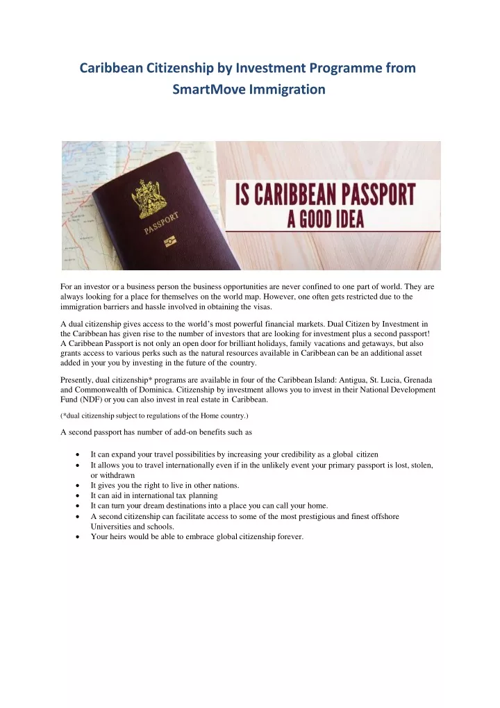 Ppt Caribbean Citizenship By Investment Programme From Smartmove Immigration Powerpoint 2943