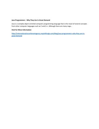 java programmers why they are in great demand