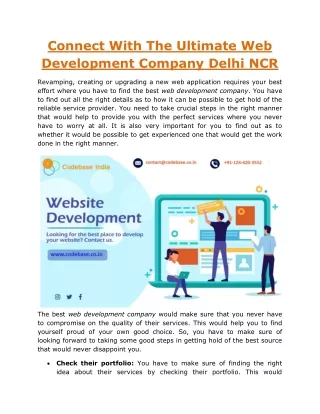 Connect With Web Development Company Delhi NCR