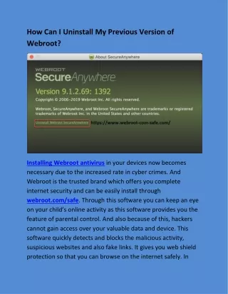 how can i uninstall my previous version of webroot