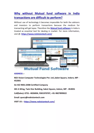 why without mutual fund software in india