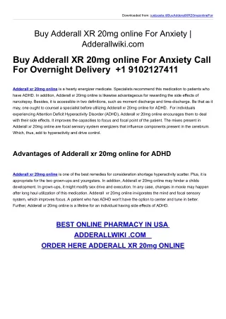 Buy Adderall XR 20mg online For Anxiety | Adderallwiki.com