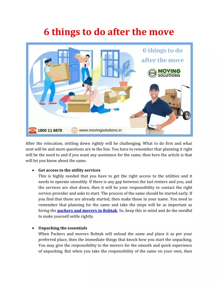 6 things to do after the move